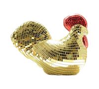 Fxzqgnh Figurine de Poulet avec Boule Disco, Décoration Intérieure, Statue de Poulet Disco, Sculpture pour Le Nouvel An, Un Anniversaire, Une Pendaison, or