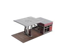 Fxzqgnh Gas Station Maquette Maison Puzzle Bois Assemblage Diorama Éducatif Scène Miniature Décoration Artisanale Adaptée pour Enfants Chambre Bureau, rétro