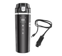 Fxzqgnh Gobelet électrique de Voiture 12V/24V, Bouilloire Isolée 500ml, Noir