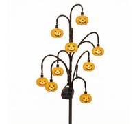 Fxzqgnh Halloween Balise Solaire Extérieure Lampe de Chemin Lanterne Décorative Éclairage de Jardin Cadre en Arbre Ramifié en Fer et Piquet Robuste Convient, Citrouille