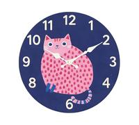 Fxzqgnh Horloge Murale à Motif Chat, Horloge Suspendue, Idée Cadeau, Facile à Lire, Décoration Murale Moderne, sans Fissures, pour Café, Salle de Classe, mais, Chat Rose