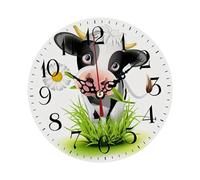 Fxzqgnh Horloge Murale Rustique en Bois, Ornée d'un Motif de Vache, avec Un Mouvement Précis et Silencieux. Multifonctionnelle et Décorative, Elle Est, 25 cm 10 Pouces
