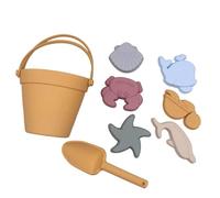Fxzqgnh Jouet Seau Plage Ensemble Jouet Sable Jouet Créativité Modèles Silicone Fonction Construction Château Convient Enfant Plage Vacances Jardin Intérieur, Jaune