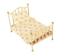 Fxzqgnh Lit Miniature Maison de Poupée avec Modèle Miniature de Chambre à Coucher Accessoire de Maison de Poupée en Tissu Fer Ornement Décoratif Adapté pour C, Blanc