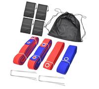 Fxzqgnh Lot de 10 Lignes de Terrain de Volley-Ball Portables avec Sangles en Polyester, Sacs de Sable et Ancrages Métalliques Inclus. Convient pour La Plage, Rouge et Bleu