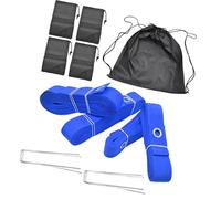 Fxzqgnh Lot de 10 Lignes de Terrain de Volley-Ball Portables avec Sangles en Polyester, Sacs de Sable et Ancrages Métalliques Inclus. Convient pour La Plage, Bleu