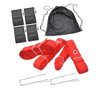 Fxzqgnh Lot de 10 Lignes de Terrain de Volley-Ball Portables avec Sangles en Polyester, Sacs de Sable et Ancrages Métalliques Inclus. Convient pour La Plage, Rouge