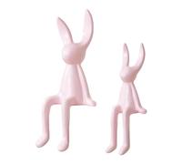 Fxzqgnh Lot de 2 Statues de Lapin Assis, Sculptures En Céramique, Figurines Décoratives pour Cadeaux Festifs et Décorations D'hôtel, ROSE