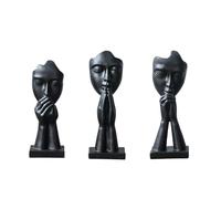 Fxzqgnh Lot de 3 figurines de prière - Décoration de table - Figurines décoratives nordiques - Sculptures abstraites pour cadeau d'anniversaire - Noir