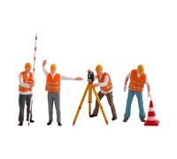 Fxzqgnh Lot de 4 figurines miniatures à l'échelle 1:64 représentant des ingénieurs routiers et des arpenteurs. Accessoires pour la photographie de