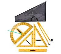 Fxzqgnh Lot de 5 règles de mathématiques et de géométrie avec sac de rangement, triangles, grands chiffres, pour l'apprentissage, le dessin, l'enseignement