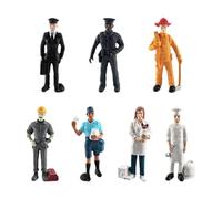 Fxzqgnh Lot de 7 Figurines Articulées, Modèles Réduits, Statues Représentant Différents Métiers, Décoration de Bureau, Mini-, Jouet de Noël