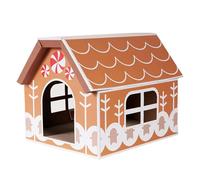 Fxzqgnh Maison Griffoir pour Chat Corruguée Refuge pour Chat en Papier Cartonné à Construire Box de Jeu et Grattage Maison Décorative Jouet à Griffer Utile Po, Pain d'épice
