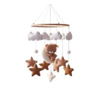 Fxzqgnh Mobile pour Lit Bébé, Boules de Feutrine Décoratives pour Chambre d'enfant, Jouet Sensoriel, Mobile à Clochettes pour Lit, Carillon en Bois, Ours