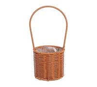 Fxzqgnh Panier à Fleurs avec Anse Solide Panier de Mariage Tressé Corbeille à Friandises Panier à Fleurs en Rotin Synthétique Adapté pour Fille d'honneur Déco, 13x13x30cm