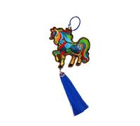 Fxzqgnh Pendentif Cheval Brodé, Ornement Animal Du Zodiaque Chinois Du Nouvel An En Peluche Douce à Accrocher à Un Sac, Un Rétroviseur, Convient pour, Broderie Au Café, Glands