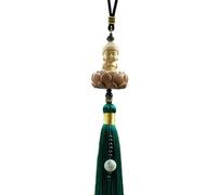 Fxzqgnh Pendentif de Rétroviseur avec Statue de Bouddha, Décoration Intérieure de Voiture avec Pompon, Ornement à Suspendre à La Portière de Voiture, c