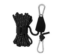 Fxzqgnh Poulie à Cliquet, Par Corde, Corde de Tente, Régulateur de Poulie, Cordon Ajustable, Corde de Tente pour L'escalade, Le Camping et, L and Black