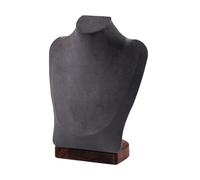 Fxzqgnh Présentoir à Bijoux en Forme de Buste, Support pour Colliers et Chaînes, Socle pour Pendentifs, Vitrine Professionnelle en Bois, Idéal pour Les Bijoux, Velours Gris foncé