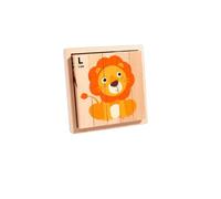 Fxzqgnh Puzzle Bloc Animal Illustrations Imprimées Apprentissage Précoce Jeu Éducatif Enfant pour Enfants, Puzzle À 4 Faces en Blocs De Bois - Animaux De La Forêt