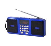 Fxzqgnh Radio Portable avec Son Surround, Appareil de Lecture Audio Multifonctionnel, Conception Légère, Format de Poche, Prise Casque, Compatible avec Les Ca, Bleu