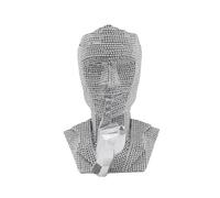Fxzqgnh Sculpture Masque Figurine Résine Ornement Statue Abstrait Art Design Créatif Base Stable Convient pour Salon Décoration Maison Bureau Collection, Argent