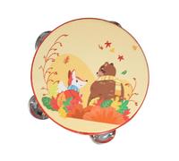Fxzqgnh Tambourin Portable En Bois pour Enfants, Instrument Rythmique éducatif à Double Rangée, Renard Ours, 15cm