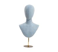 Fxzqgnh Tête de Mannequin Multifonctionnelle, Porte-chapeau, Porte-perruque En Matériau Floqué et Métal, Adaptée Aux Magasins et Centres Commerciaux, Bleu