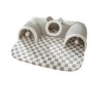 Fxzqgnh Tunnel pour Chat avec Lit Intégré, Balle Suspendue Portable et Détachable, Centre D'activités pour Chat, Tube avec Lit pour Chats et Lapins, Petit, Gris L