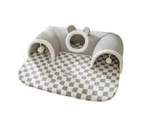 Fxzqgnh Tunnel pour Chat avec Lit Intégré, Balle Suspendue Portable et Détachable, Centre D'activités pour Chat, Tube avec Lit pour Chats et Lapins, Petit, Gris M
