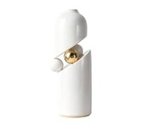 Fxzqgnh Vase avec Détails Dorés Sculptural Vase Blanc Brillant Élégant pour Salon, Grand Modèle Sphérique 8 8 26