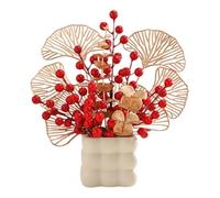 Fxzqgnh Vase Bonsai Décoration Festive Artificielle Pot à Fleurs Design Céramique Composition de Baies Rouges Ornement Feng Shui Symbolique Adapté pour Maison, Style B