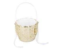 Fxzqgnh Wedding Flower Panier Fillette Fleurs Contenant Cérémonie Mariage Sequins Ruban Diamants Finition Élégante Poignée Ronde Adapté pour Fête Décoration
