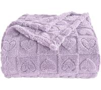 FY FIBER HOUSE Couverture à carreaux avec motif cœur pour mère, amis, animaux de compagnie - 280 g/m² - Super douce, chaude et légère - Pour femme et anniversaire de mariage (violet clair, 152 x 203