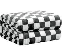 FY FIBER HOUSE Couverture polaire en flanelle douce et confortable à carreaux avec imprimé quadrillage à carreaux pour lit, canapé, sofa, 152,4 x 203,2 cm, noir