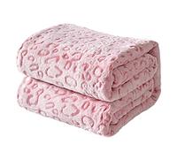 FY FIBER HOUSE Couvertures en Molleton de Flanelle, couvertures moelleuses Douces, Couverture de canapé en Microfibre légère et Confortable/Couverture de canapé Adultes, 130x150cm, léopard Rose