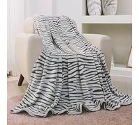 FY FIBER HOUSE Couvertures en Molleton de Flanelle, couvertures moelleuses Douces, Couverture de canapé en Microfibre légère et Confortable/Couverture de canapé Adultes, 130x150cm, zèbre Noir