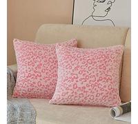 FY FIBER HOUSE Lot de 2 Housses de Coussin en Flanelle Polaire imprimé léopard pour canapé-lit, Sofa, 45,7 x 45,7 cm, léopard Rose