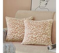 FY FIBER HOUSE Lot de 2 Housses de Coussin en Flanelle Polaire imprimé léopard pour canapé-lit, Sofa, 45,7 x 45,7 cm, léopard Marron