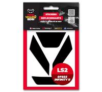 FYB© Kit 4 Stickers réfléchissants REPOSITIONNABLES compatibles avec Casque LS2 0F603 Infinity II™, 3M™ Technology, Noir (Noir)