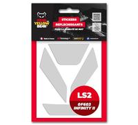 FYB© Kit 4 Stickers réfléchissants REPOSITIONNABLES compatibles avec Casque LS2 0F603 Infinity II™, 3M™ Technology, Noir (Blanc)