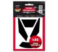 FYB© Kit 4 Stickers réfléchissants REPOSITIONNABLES compatibles avec Casque LS2 FF811 Vector II™, 3M™ Technology (NOIR)