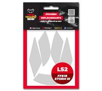 FYB© Kit 5 Stickers réfléchissants REPOSITIONNABLES compatibles avec Casque LS2 FF818 Storm III ™, 3M™ Technology, Noir (Blanc)