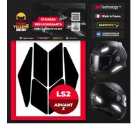 FYB© Kit 6 Stickers réfléchissants Repositionnables, compatibles avec casque LS2 ADVANT X™ , 3M™ Technology, noir