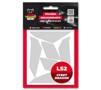 FYB© Kit 6 Stickers réfléchissants REPOSITIONNABLES compatibles avec Casque LS2 FF807 Dragon ™, 3M™ Technology, Noir (Blanc)