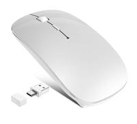 FYBC Souris sans fil Bluetooth pour MacBook Air/Pro Mac ordinateur portable Pad PC, souris optique rechargeable silencieuse avec Jiggler Mouse Mover 4 modes Commutateur Bluetooth 5.2/3.0 et récepteur