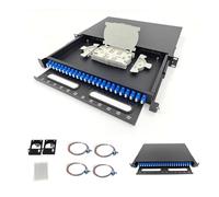 FYBOPTWU - 1 boîtier de montage en fibre optique duplex monomode 48 ports LC avec tresses et coupleurs, boîtier de panneau de brassage LGX 48 cœurs (design de type tiroir) pour rack de 48,3 cm