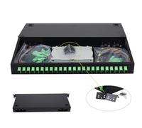 fyboptwu - Lot de 2 boîtiers de montage en rack SC-APC à 24 ports monomode 24 ports et plateaux d'épissure, kit de câbles en fibre (comprend des tresses et des coupleurs), 24 cœurs LGX chargés pour