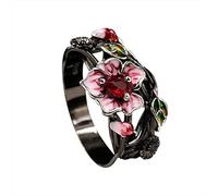 Fycakly Bague Argent 925 Femme Bague rose pour femme rose grosse déclaration creux bohème Boho Vintage fleurs gravée fleurs anneaux
