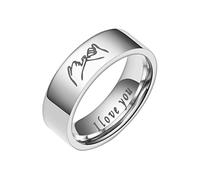 Fycakly Bague Argent 925 Femme Bagues d'amour en acier inoxydable main dans la main décompression bague rotative bagues de mariage pour femmes pour hommes lisses de géométrie taille 6 13